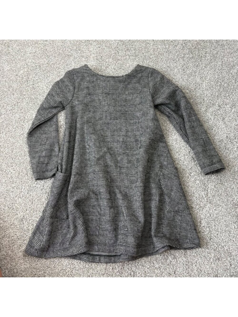Next Dress Girls 3/4 Years Charcoal Plaid Print
